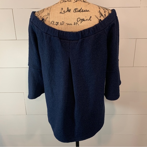 Banana Republic Wool Blend Off Shoulder Bell Sleeve Wool Top - Large - Picture 3 of 9